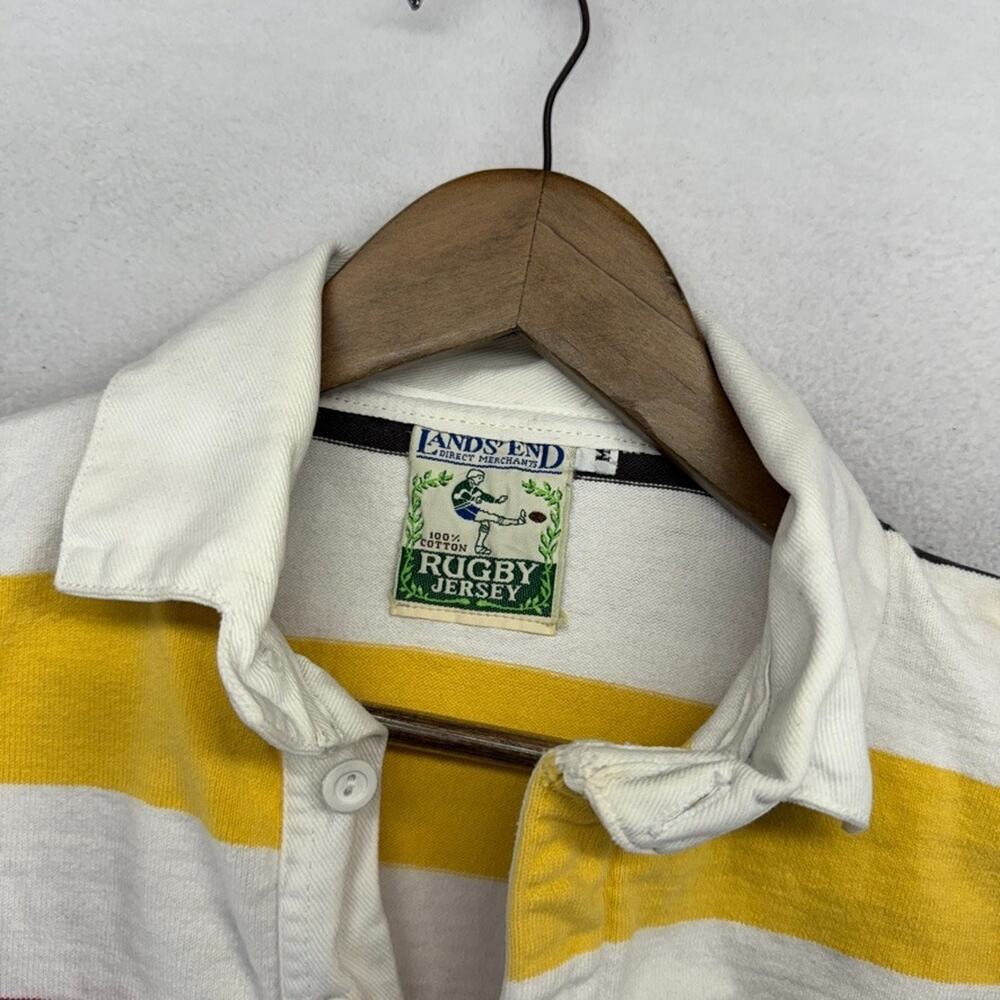 Vintage Lands End Rugby Shirt men's medium White Germany Colors Thick 90s USA - Picture 7 of 13